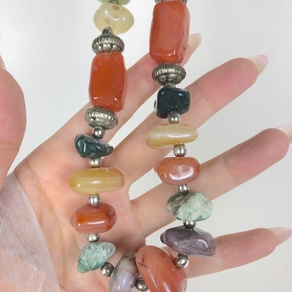 Vintage Crystal Necklace Amethyst Carnelian Amazonite Citrine Black Onyx - Picture 4 of 5